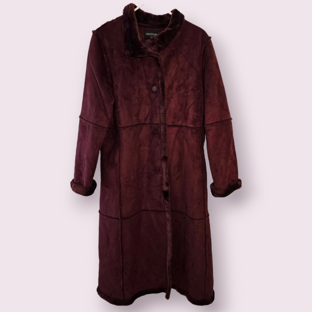 Centigrade Velvet Faux Suede fur trench coat